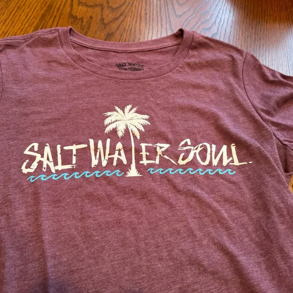 Nwt Womens Maroon Salt Water Soul Tee Shirt Large - Image 2