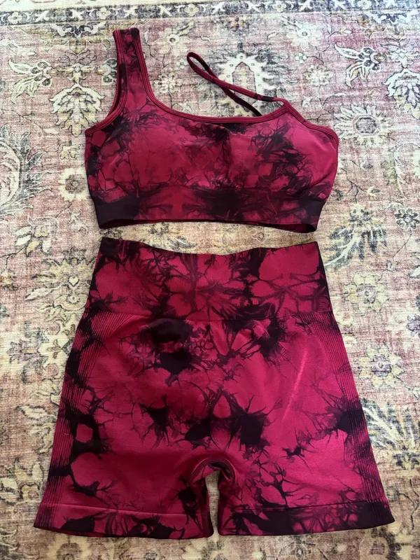 Active Workout Gym Matching Set Top and Bottom Red Size XS - Image 4