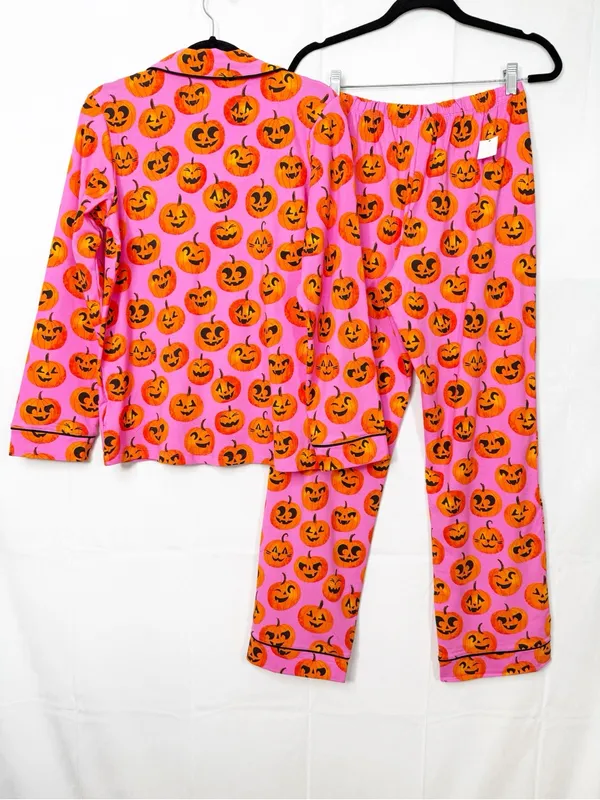 BedHead PJs Jolly Jack-O-Lantern Long Sleeve Classic Stretch Jersey Pajama Set - Image 5
