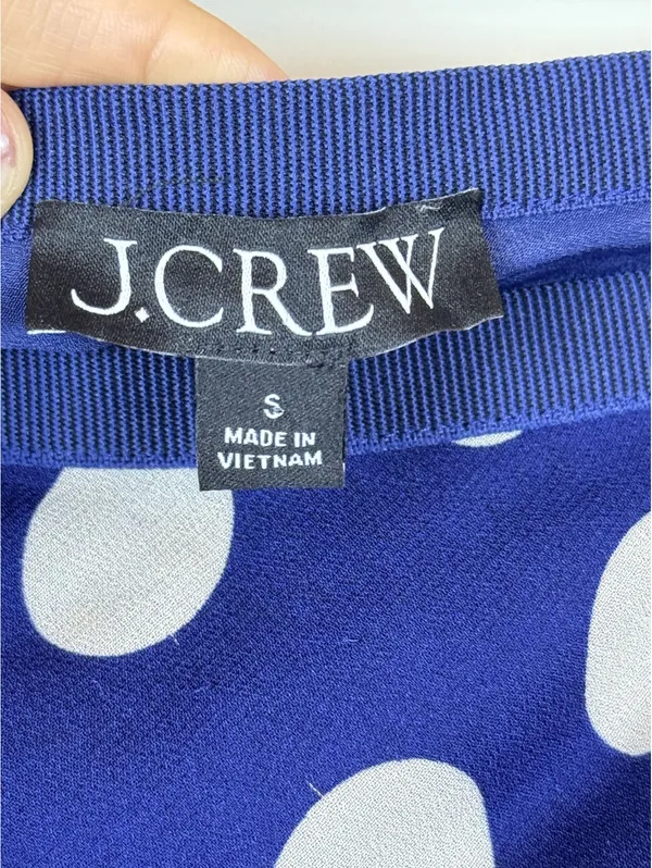 J.Crew New Gwyneth Midi Slip Skirt S Navy White Polka Dot Viscose Chiffon CI644 - Image 3