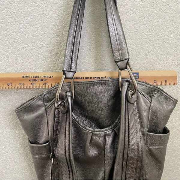 B. MAKOWSKY Metallic Silver Double Handle Shoulder Bag - Image 8