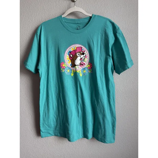 Buc-ee's Enjoy Every Moment T-Shirt Teal Floral Retro Graphic Tee Vibe Sz M NEW - Image 3
