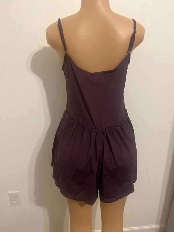 12/25/25 Women's Square Neck Sleeveless Romper Adjustable Spaghetti Straps Double Lined S - Image 6