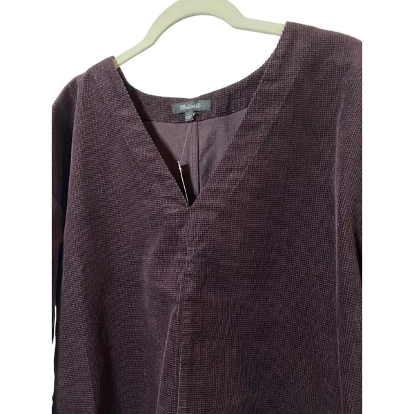 New Women's Madewell‎ Waffle-Knit Relaxed V-Neck Top Sz L - Image 2
