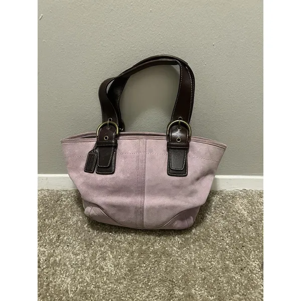 Y2K Vintage Rare Coach Lavender Soho Suede Tote 2004 - Image 3