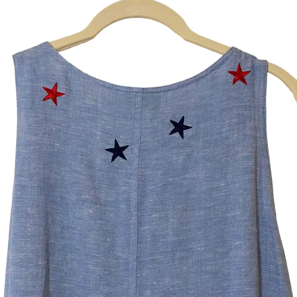 Quacker Factory Womens Blue Sleeveless Long Denim Star‎ Dress Size S - Image 11