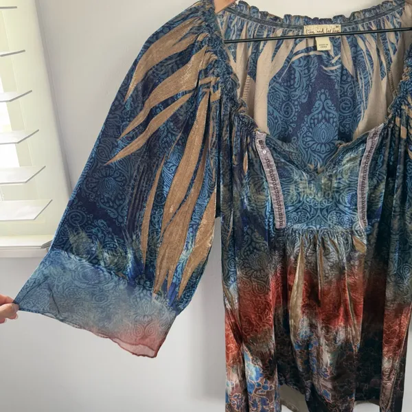 Medium Velvet Relaxed Peasant Blouse Medieval Boho Fairy Renaissance Victorian‎ - Image 4