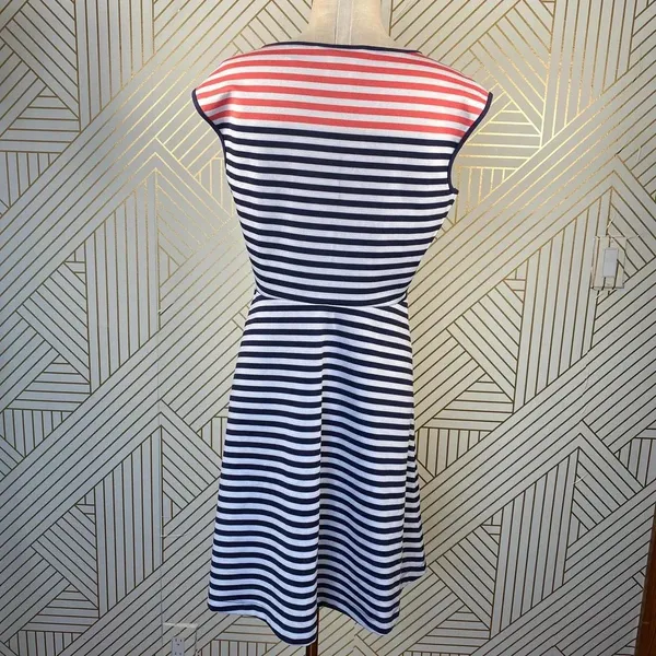 Draper James Stripe Ponte‎ A-Line Dress Navy Coral - Image 8