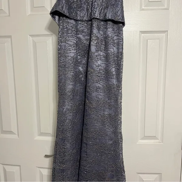 Jovani Purple & Gold Embellished Strapless Dress - Image 2