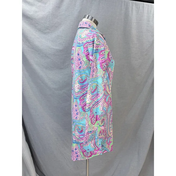 Lauren Ralph Lauren Paisley Shirt Dress 100%‎ Cotton XS/XP Turquoise Pink Tunic - Image 8