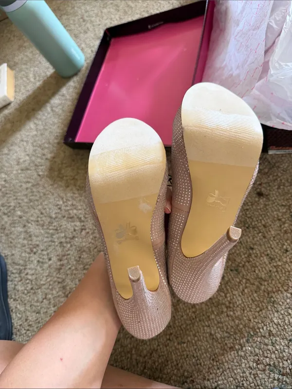 Betsey Johnson Tan Rhinestone Embellished Pointed Toe Heels - Image 4