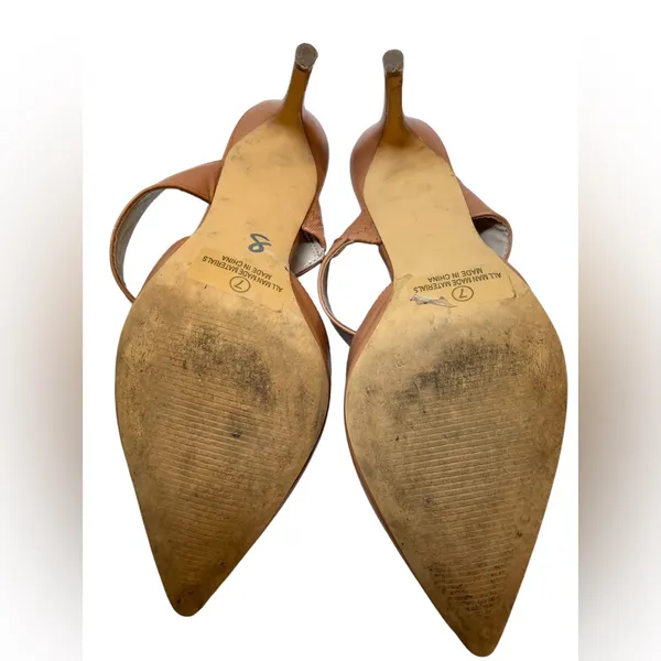 LULU'S Faire Tan High Heeled Mules Shoes Pointed Toe - Size 7 - Image 8