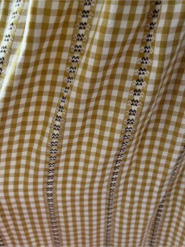 Max Studio Light Yellow tan Gingham Smocked Maxi Dress - Image 3