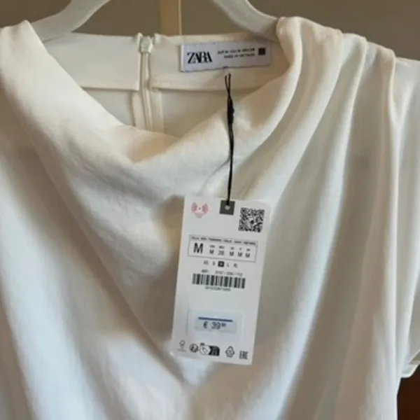 Zara Draped Mini Dress White NWT Size M Paris Purchase - Image 3