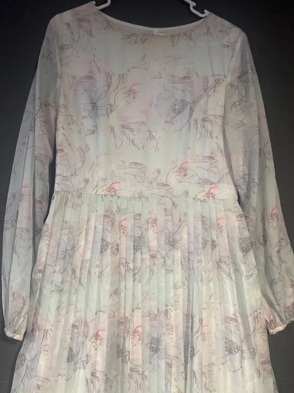 Lasaky Women Floral Pleated Maxi Dress Pastel Cottagecore Romantic Long Sleeve - Image 2