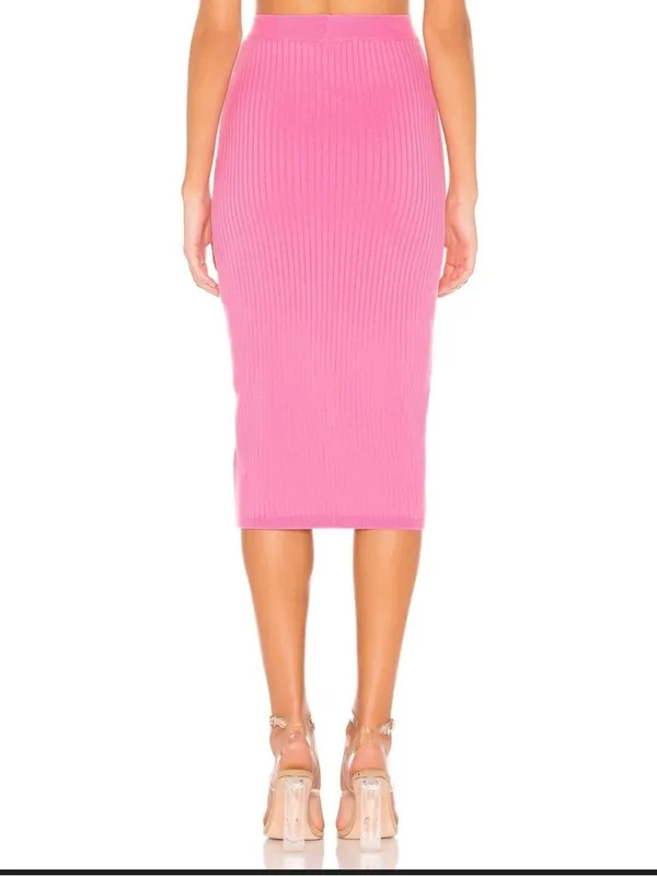 Free People x Revolve Pink Skyline Ribbed Midi Skirt Size XS - Image 3