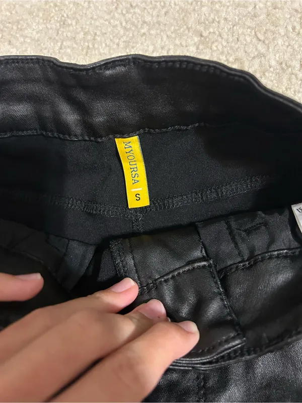 Black Faux Leather Mini Skirt - Image 3