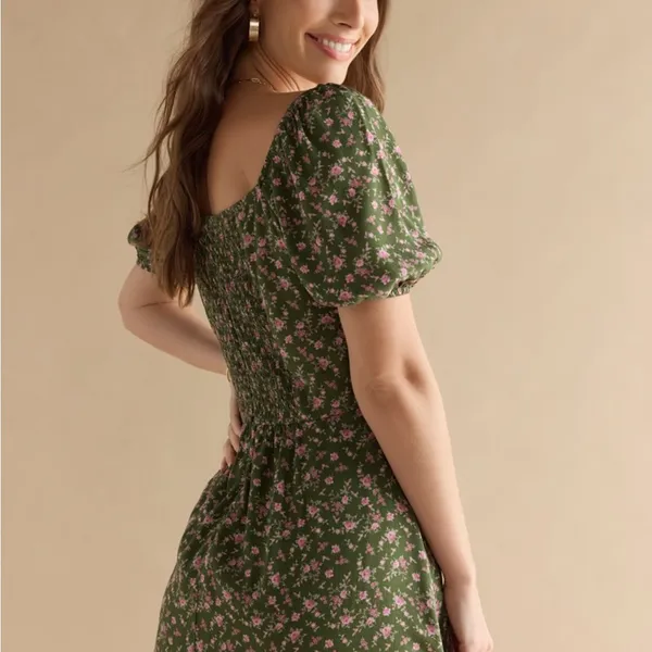 Francesca’s Floral Green Dress - Image 3