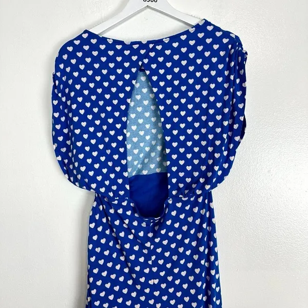 FREE PEOPLE Lakeside Mini Printed Dress in Bluebell Combo Hearts Size Large - Image 11