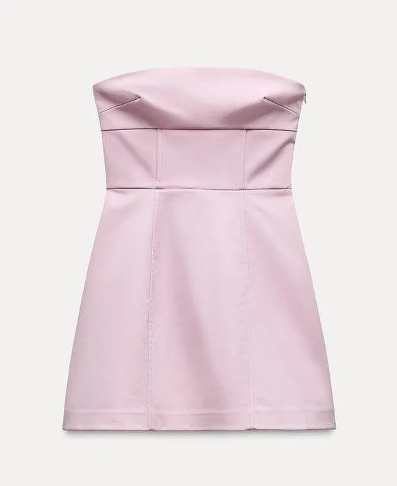dress pink sleeveless mini bow wedding coctail party night out - Image 6