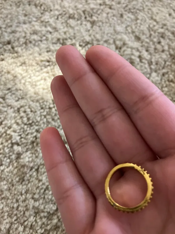 Gold Antique Vintage Textured Stackable V Ring - Image 4