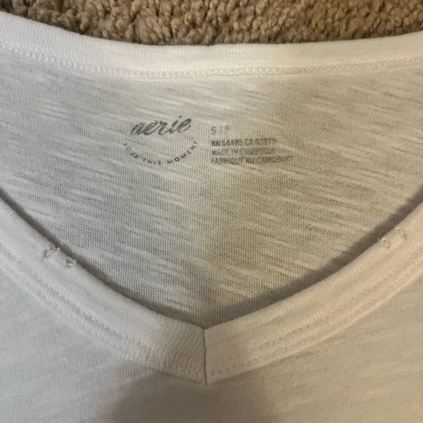 Aerie White V-Neck T-Shirt - Image 3