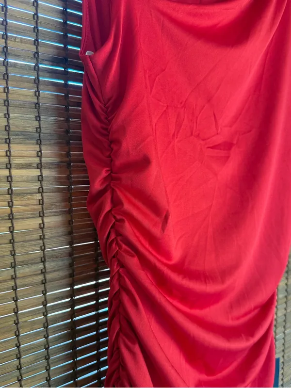 Lulus Enticing Darling Red Asymmetrical Ruched Maxi Dress NWT Small $79 - Image 7