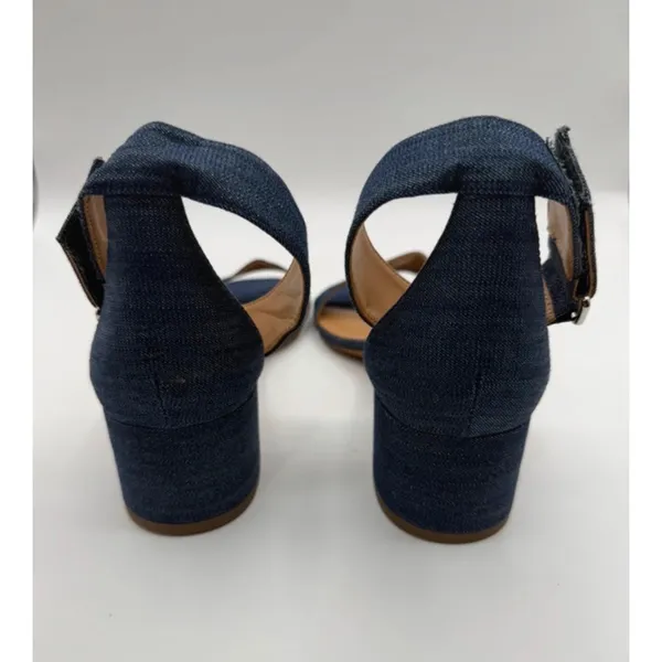 Franco Sarto Rosalina Sandals Ankle Strap Block Heel Women's 10 Blue Denim - Image 3
