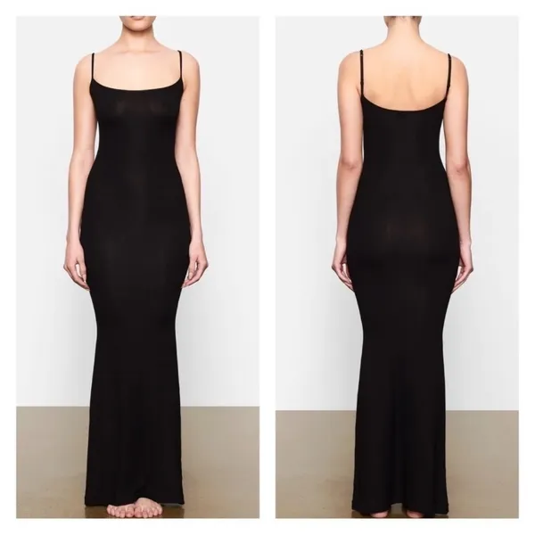 - SKIMS | (B20) Soft Lounge Long Slip Dress Maxi Drapey Onyx Black - Image 2