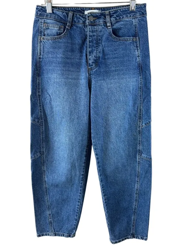 Habitual Brant High Rise Barrel Leg Jeans Women's 4/27 Blue Utility Crop - Image 2