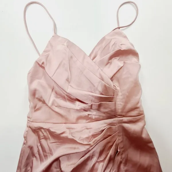 Superdown Kimora Satin Pleated Dress in Blush XS - Image 4