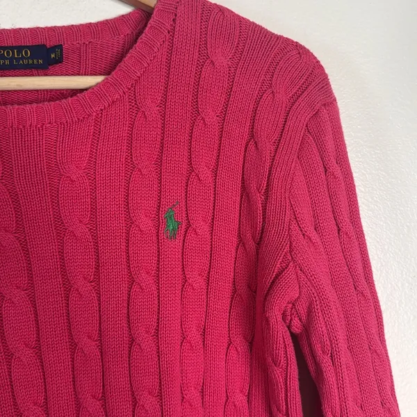 Polo Ralph Lauren ladies julieanna pink cotton pullover crewneck sweater M - Image 4