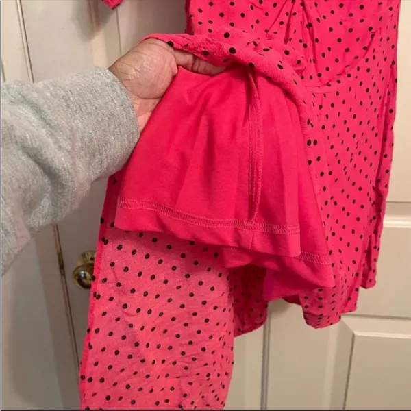 Zara Hot Pink Ruched Polka Dot Dress Fuchsia Black NWOT Small - Image 7