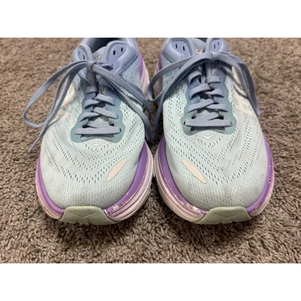 HOKA ONE ONE Bondi 8 Running Shoes Chalk Violet Pastel Lilac Sneaker Sz 8 Wide - Image 4