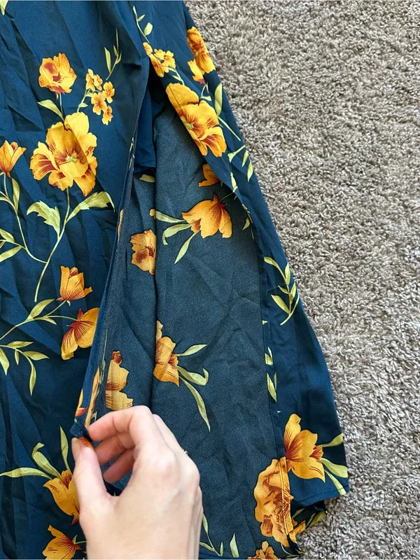Astr Floral Midi Slip Dress in Teal and Yellow - Image 4