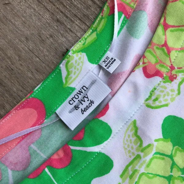 crown & ivy Womens Dress Size XS Pink Green White Sea‎ Turtles Flowers Beach NEW - Image 8