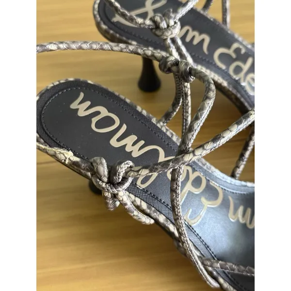 Sam Edelman RIANA Strappy Sandal Heels Size 8.5 Snakeskin Print Open Toe Shoe - Image 6