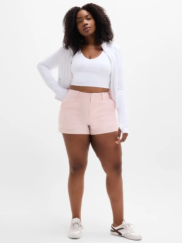 New Athleta 4 Skyline High Rise Tailored 4" Short Pink Sand Size 4 - Image 4