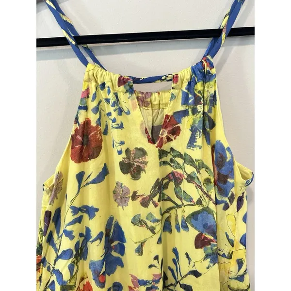 Anthropologie x Vanessa Virginia Flowy Dress Sz 0 Floral Sundress Yellow 2016 - Image 3