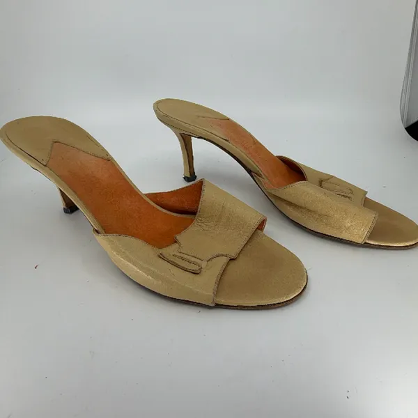 Gianni Milano Vintage Heeled Beige Leather 39 Mule - Image 2