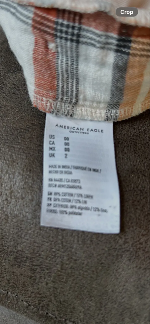 American Eagle white and orange plaid pattern jumpsuit - Image 5