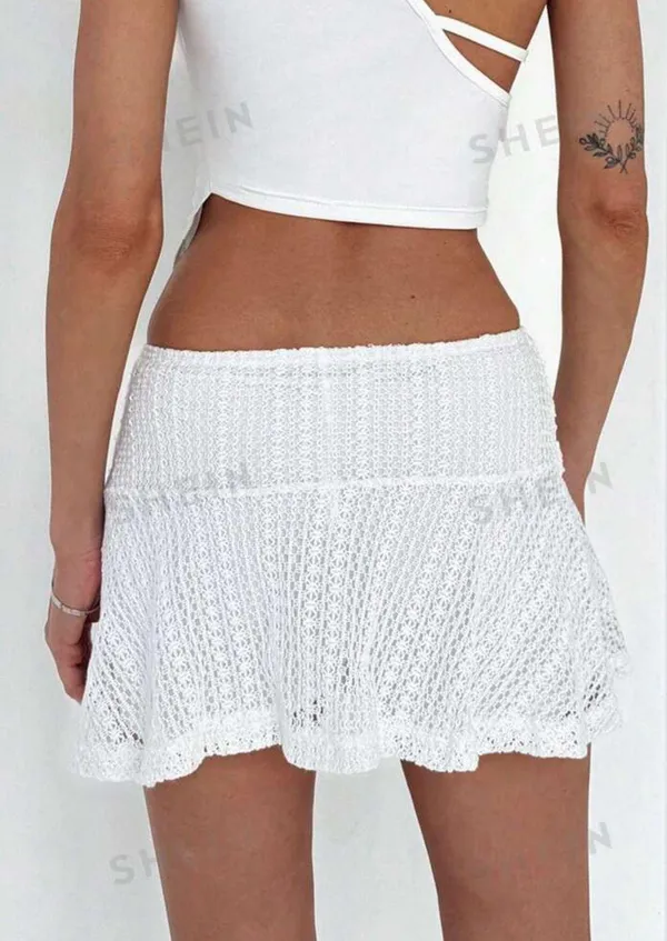 SheIn White Lace Mini Skirt - Image 2