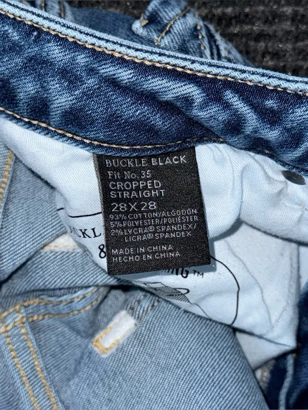 Buckle Black Fit No 35 Cropped Straight Stretch Jeans 28x27 Distressed BBW1475A - Image 9