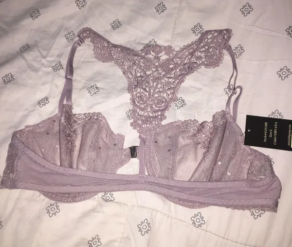 Mesh Lace Lingerie Bra Purple Size M - Image 2