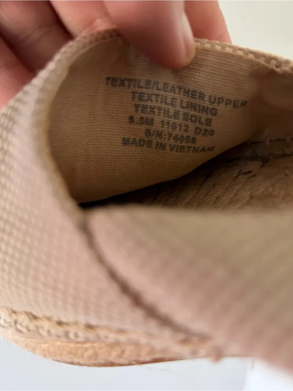 Tory Burch Cream Canvas Espadrille with Tan Leather Toe - Image 6