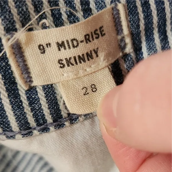 Madewell Blue White Denim Stretch Piper Striped 9" Mid-Rise Skinny Jeans Size 28 - Image 9