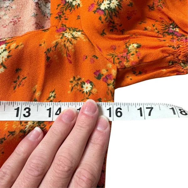 Reformation Lacey Dress Orange Floral Midi - Image 8