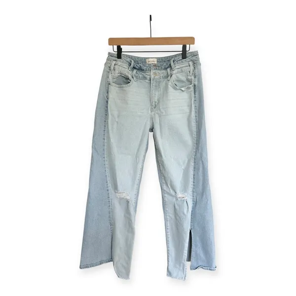 Driftwood Cece Wide Leg Split Hem Jeans Light Wash Two Tone sz 30 Boho Hippie - Image 4