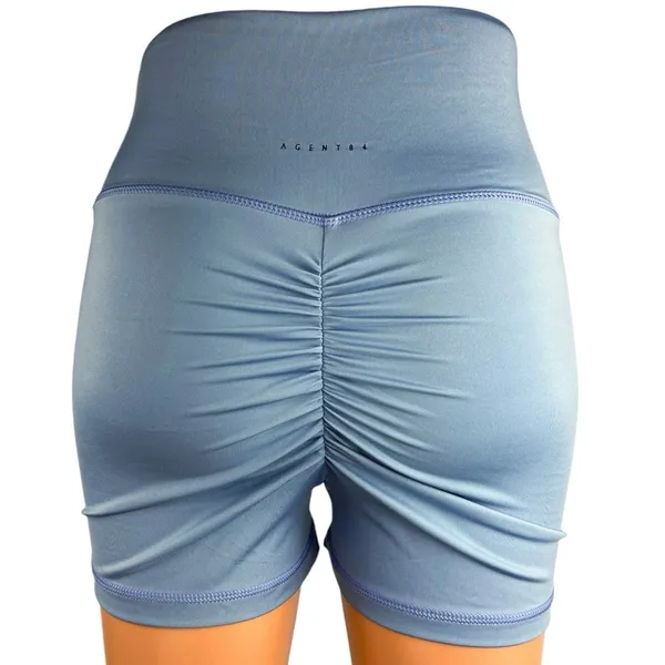 Agent84 Womens Blue Scrunch High Waist Yoga Workout Athletic Active Shorts Sz M - Image 3