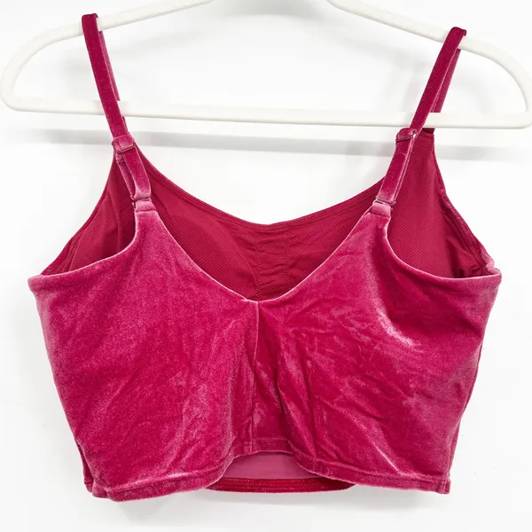 Athleta Womens Elation V-Neck Crushed‎ Velvet Crop Workout Tank Top Size M Pink - Image 8
